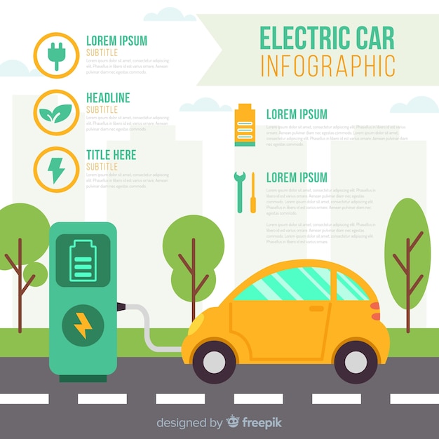 Free vector electric car infographic