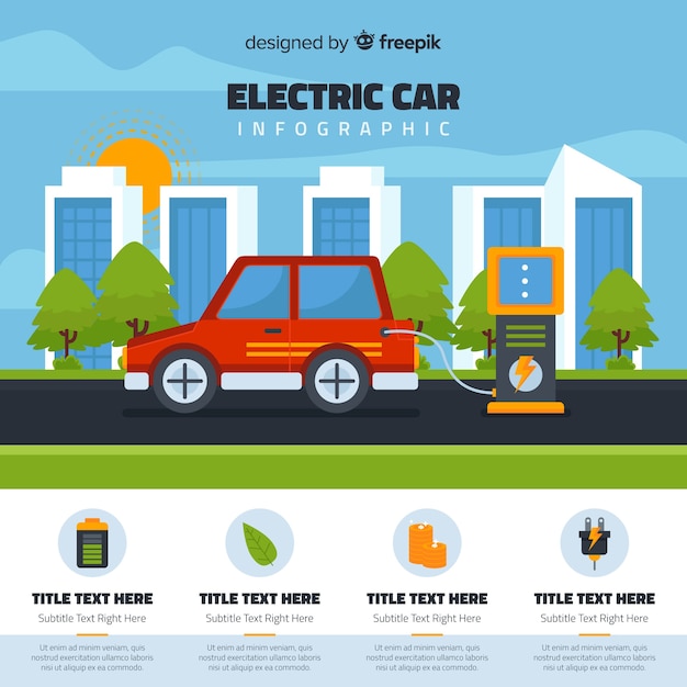 Vettore gratuito auto elettrica infografica