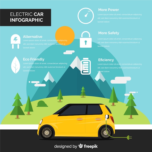 Бесплатное векторное изображение Электрический автомобиль инфографики