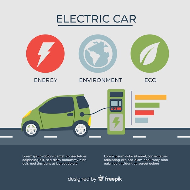 無料ベクター 電気自動車のinfographics