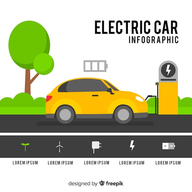 無料ベクター 電気自動車のinfographics