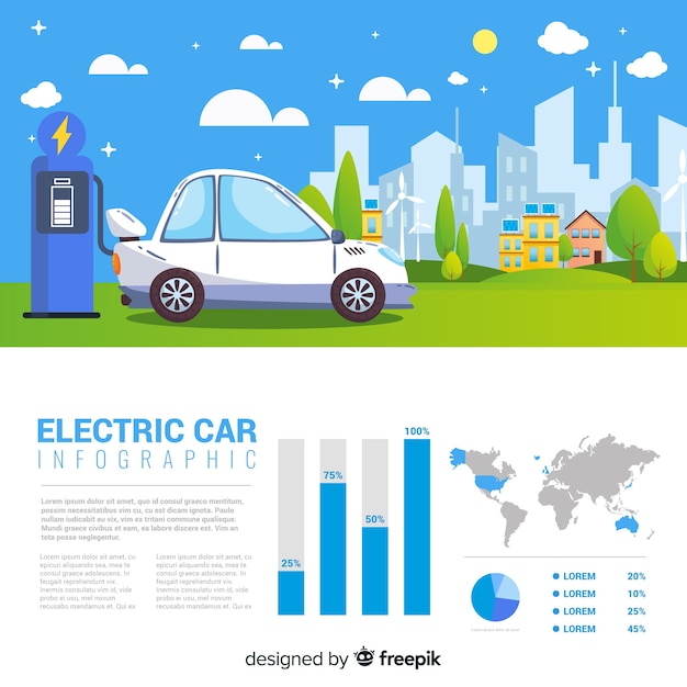 Free vector electric car infographics