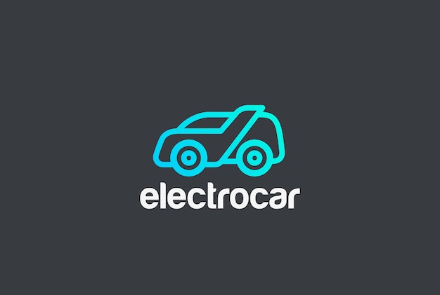 電気自動車のロゴアイコン。線形スタイル