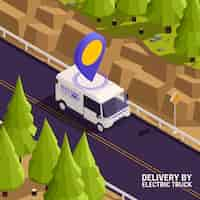 Free vector electric delivery truck isometric view