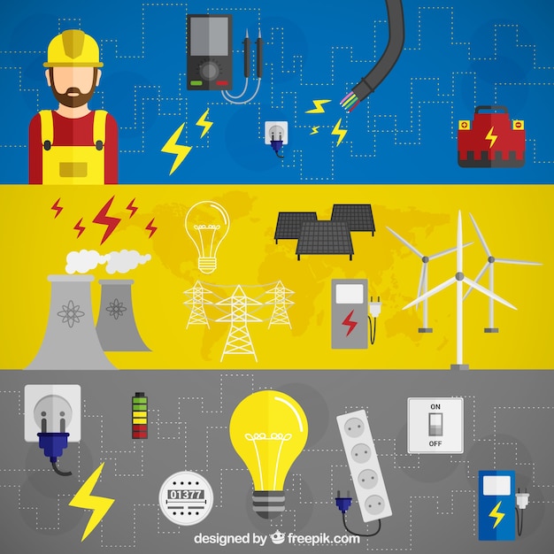 Free vector electric energy banners