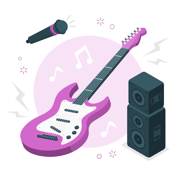 Free vector electric guitar concept illustration