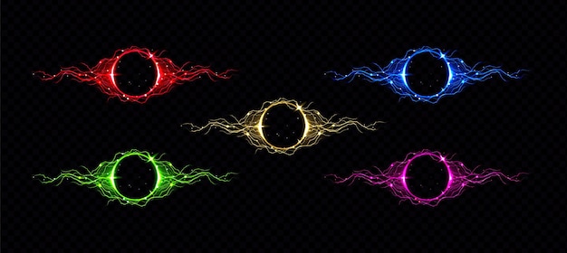 Vettore gratuito cerchio di fulmini elettrici con effetto bagliore di colore