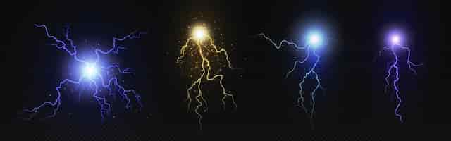 無料ベクター 電気の雷のエネルギーの爆発球ベクトル