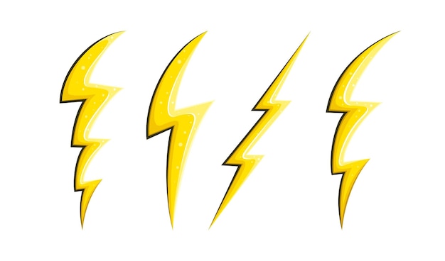 Электрические молнии и вспышки в стиле комиксов символ скорости набор мультяшных молний