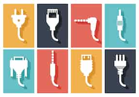 Free vector electric plug flat icons set