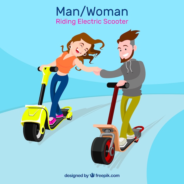 Free vector electric scooter design with happy couple