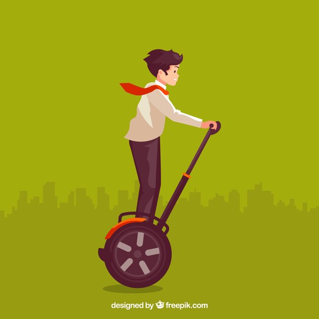 Electric scooter design with young man