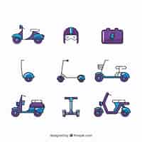 Бесплатное векторное изображение Электрические скутеры с оригинальным стилем