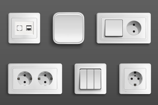 Free vector electric sockets and switches on wall