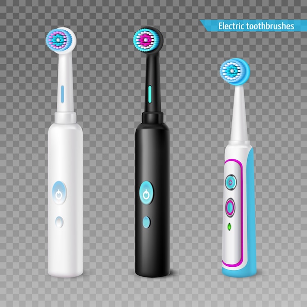 Бесплатное векторное изображение Набор электрических зубных щеток