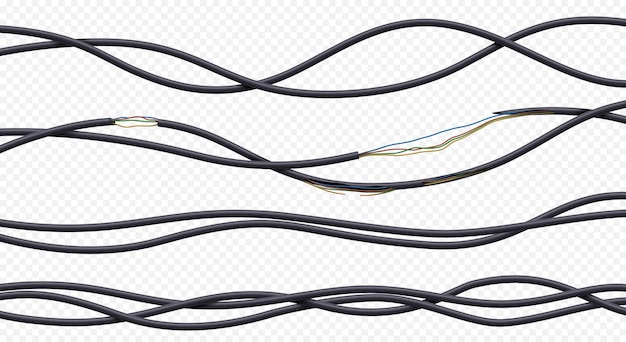 Free vector electric wires broken black power cables