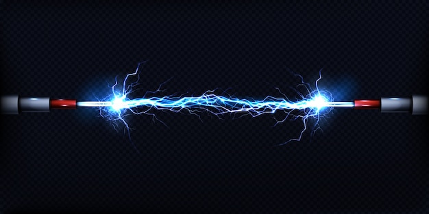 Free vector electrical discharge passing through air between two pieces of naked wires