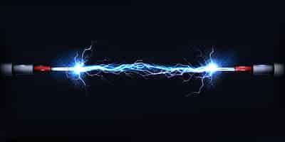 Free vector electrical discharge passing through air between two pieces of naked wires