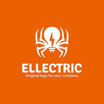 Электрический логотип с концепцией паука всплеск энергии Premium векторы