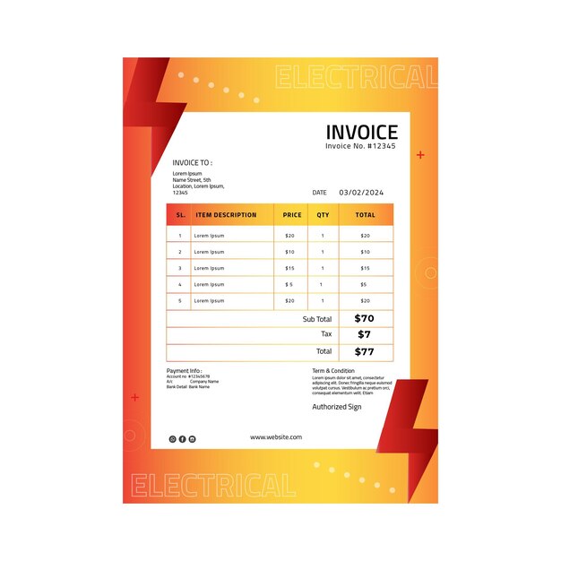 Electrician ad invoice template