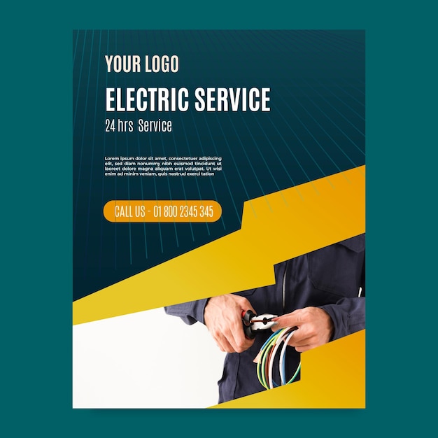 Free vector electrician flyer vertical