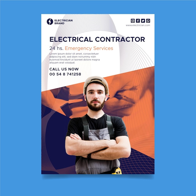 Free vector electrician flyer vertical