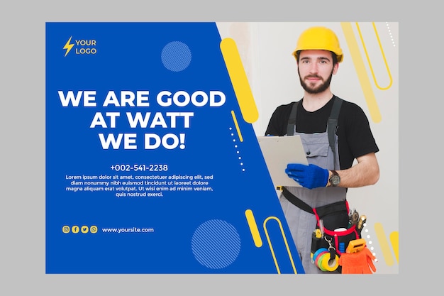 Electrician horizontal banner template