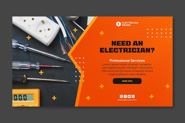 Electrician horizontal banner template