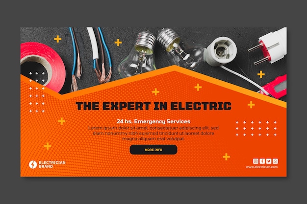 Electrician horizontal banner template