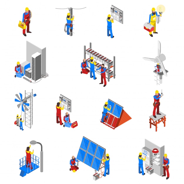 Free vector electrician icons set