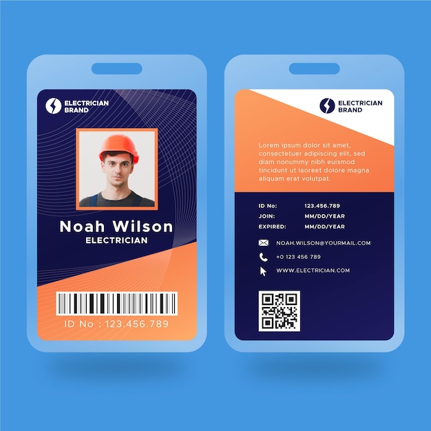 Free vector electrician id card