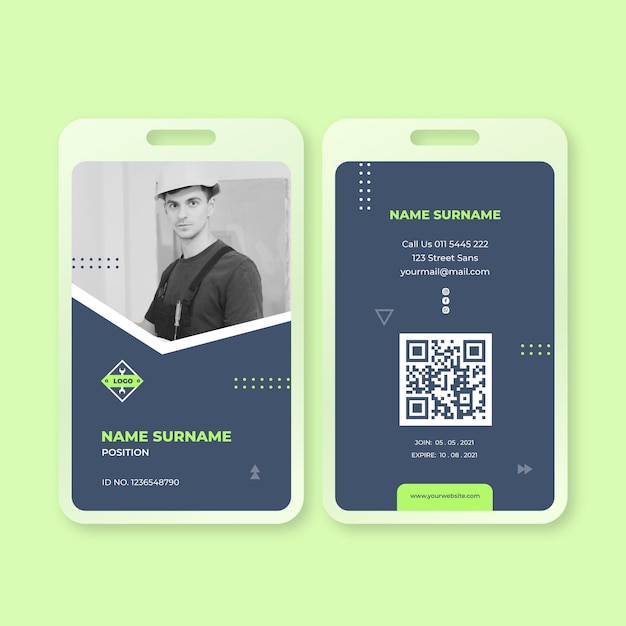 Free vector electrician identity card template