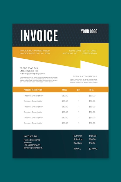 Free vector electrician invoice with costs