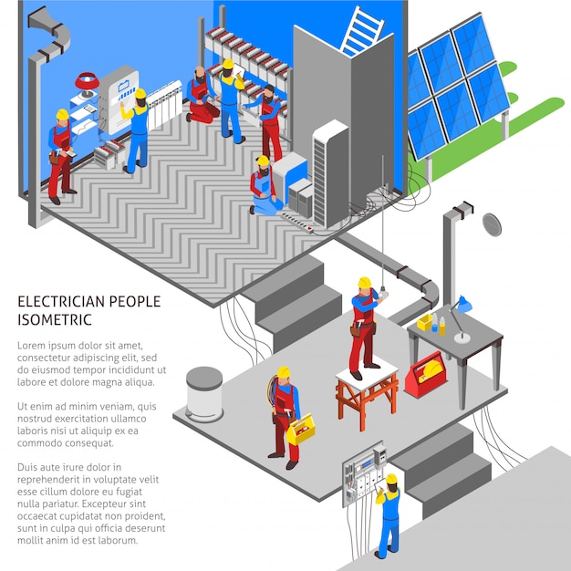 Electrician Isometric Composition