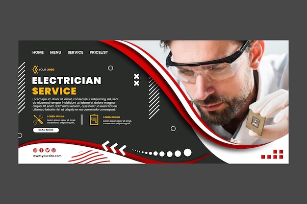 Free vector electrician landing page template