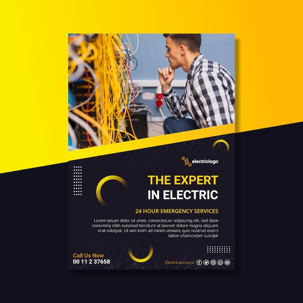 Free vector electrician man poster template