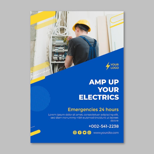 Free vector electrician poster template