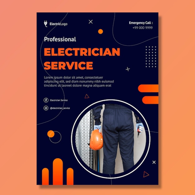 Electrician service vertical flyer template