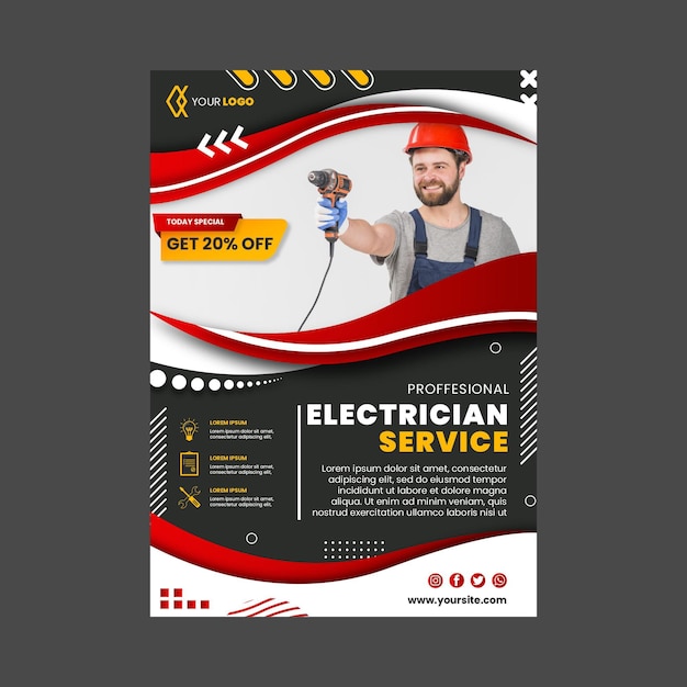 Electrician vertical flyer template