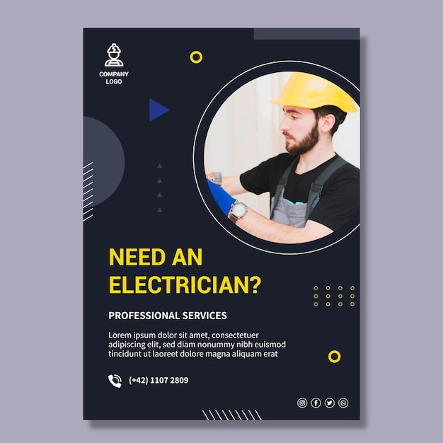 Electrician vertical flyer template