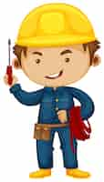 Free vector electrician with screwdriver and helmet