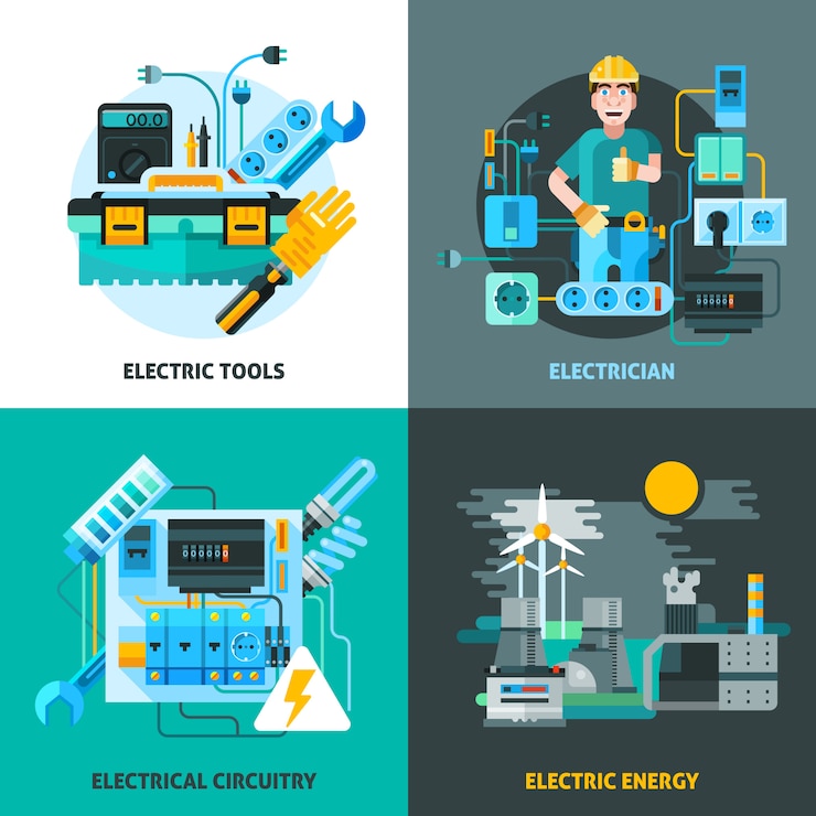 Free Vector electricity concept icons set 