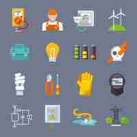 Free vector electricity icon flat