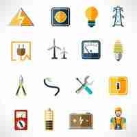 Free vector electricity icons set