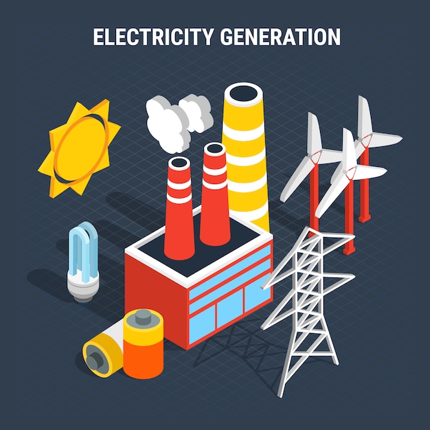 Free vector electricity isometric colored composition