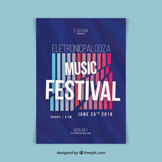 무료 벡터 전자 음악 축제 포스터 템플릿