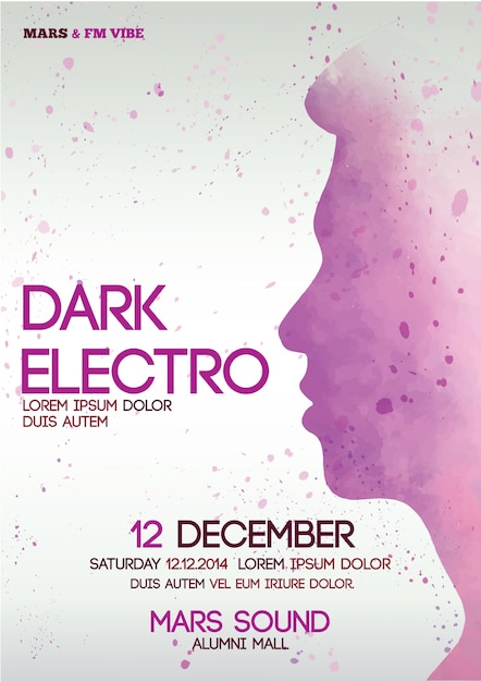 Free vector electro party mockup poster