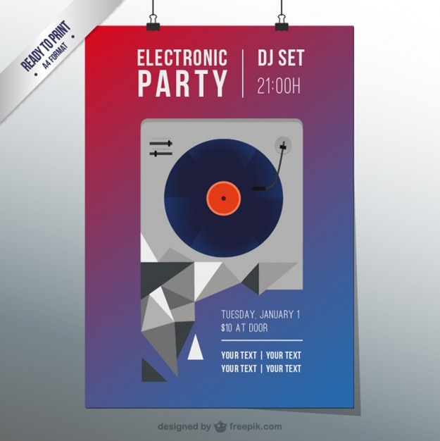 Vettore gratuito electro techno party flyer