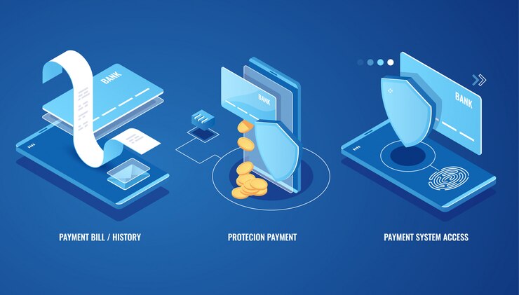 Free Vector electronic bill, online payment sms notification, pay history, finance data protection