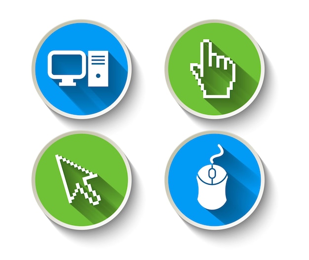 Electronic computer icon set. Internet Button vector illustration.